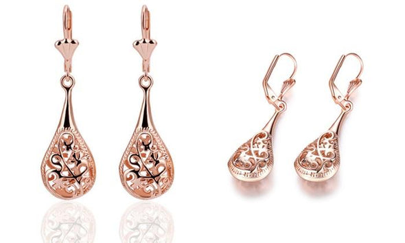 Boho Drop Earrings in Rose Gold