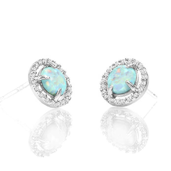 Oceanic Opal Studs in White Gold