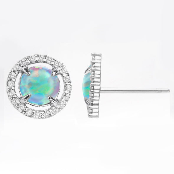 Oceanic Opal Studs in White Gold