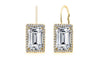 Emerald Cut Leverback Earrings in Gold