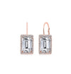 Emerald Cut Leverback Earrings in Rose Gold