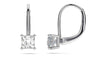 Princess Cut Leverback Earrings in White Gold