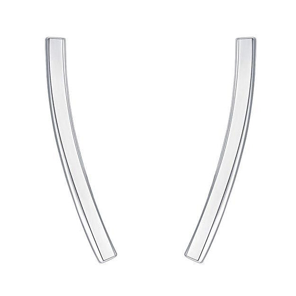 Curved Bar Studs in White Gold