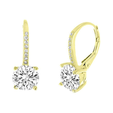 Asscher Cut Pav'e Earrings in Gold