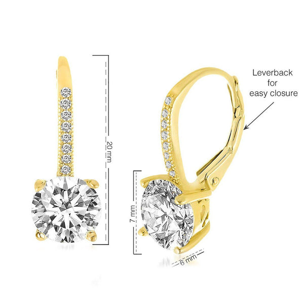 Asscher Cut Pav'e Earrings in Gold