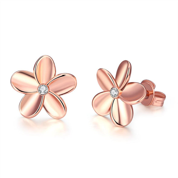 Crystal Flower Stud Earring in Rose Gold