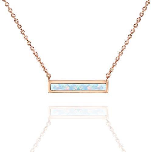 Opal Bar Necklace in Rose Gold