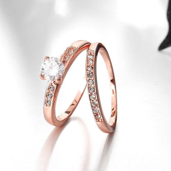 Lucitel Duo Ring Set, Rose Gold