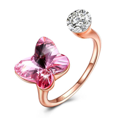 Pink Sapphire Butterfly Ring in Rose Gold