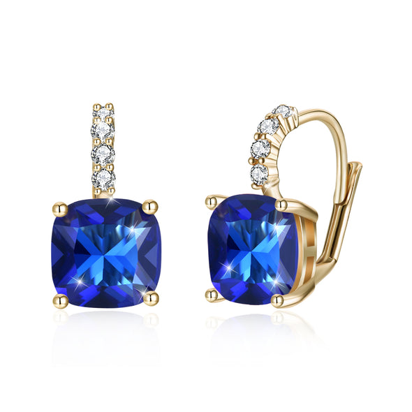 Blue Sapphire Princess Cut Earring