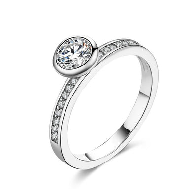 Princess Cut Pav'e Ring in White Gold