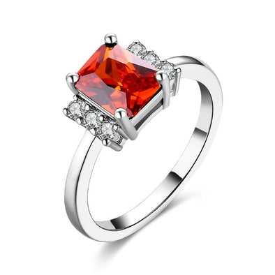 Ruby Emerald Cut Ring in White Gold