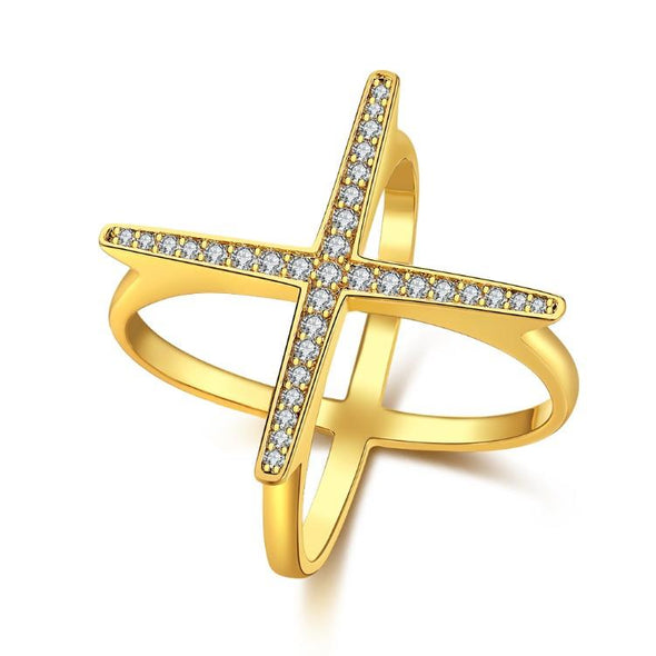 Criss-Cross Statement Ring in Gold