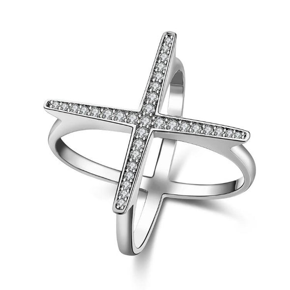 Criss-Cross Statement Ring in White Gold