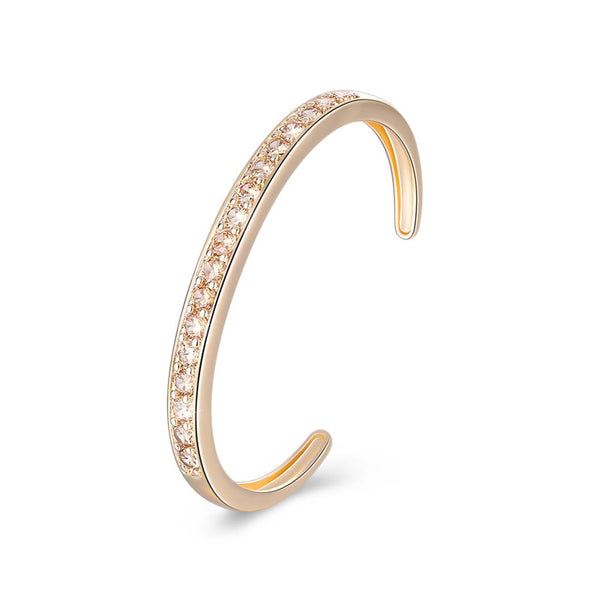 Gold Pav'e Iced Out Open Bangle in Gold