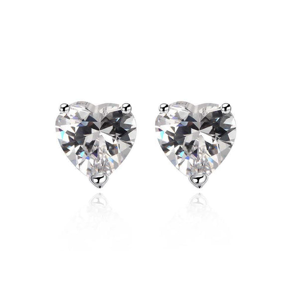 Silver Heart Stud Earrings