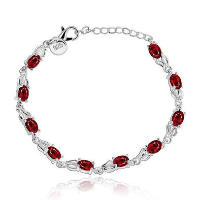 Red Multi-Gem Bracelet in White Gold