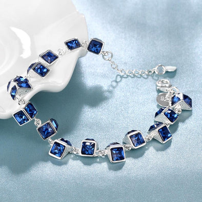 Blue Cubed Bracelet in White Gold