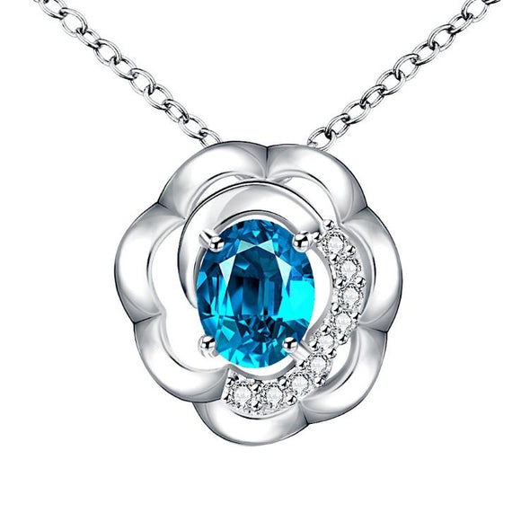 Blue Topaz Clover Shaped Necklace