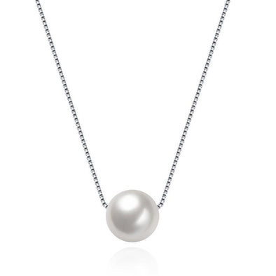 Single Pearl Silver Necklace