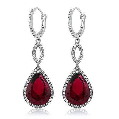 Ruby Teardrop Earrings in White Gold