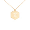 Engraved Initial Hexagon Necklace