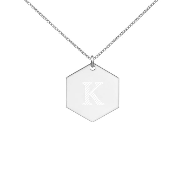 Engraved Initial Hexagon Necklace