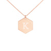 Engraved Initial Hexagon Necklace